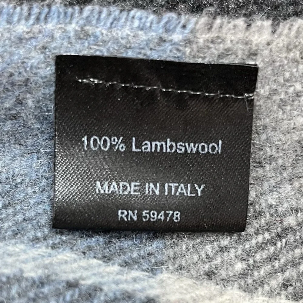 Italian Woolen Treasures 100% Lambswool Rectangular Scarf Grey Burgundy Fringe